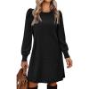 imageZeagoo Womens Knit Dress with Puff Sleeves for Fall ampamp Winter  Round Neck Casual Tunic DressAblack