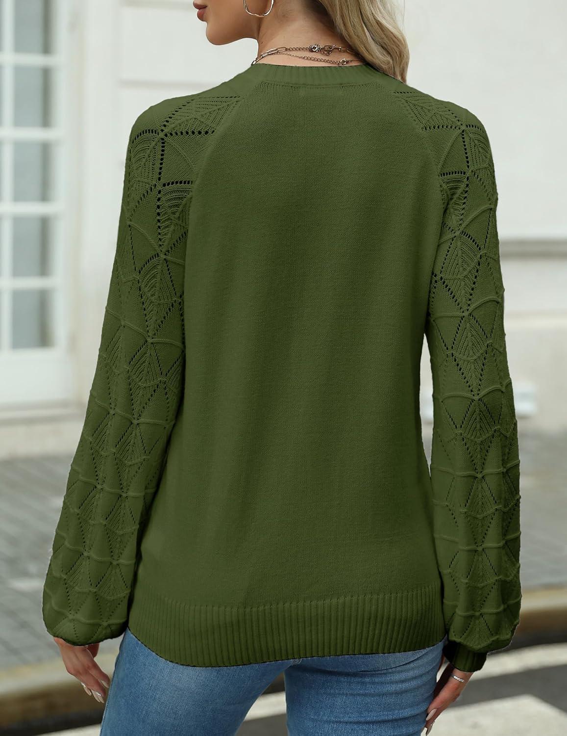 imageZeagoo Womens Sweaters 2025 Long Sleeve Crew Neck Lightweight Pullover Knitted Cute Fall Fashion TopsArmy Green