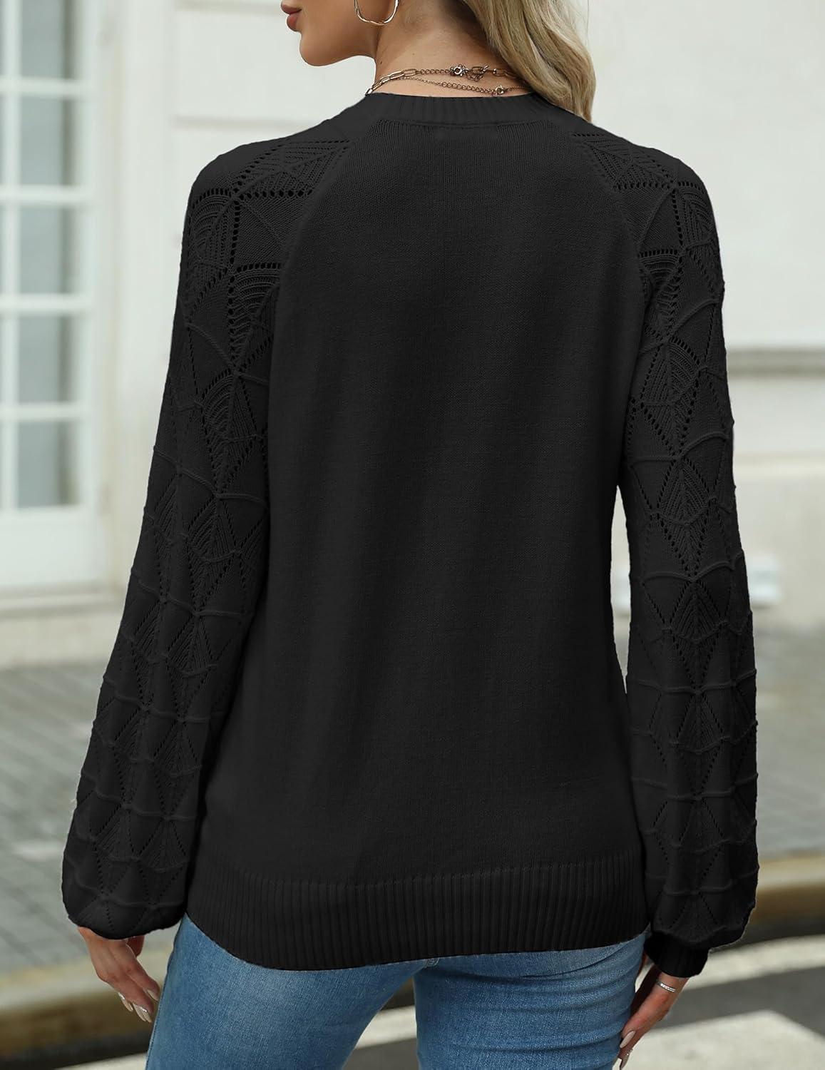 imageZeagoo Womens Sweaters 2025 Long Sleeve Crew Neck Lightweight Pullover Knitted Cute Fall Fashion TopsBlack