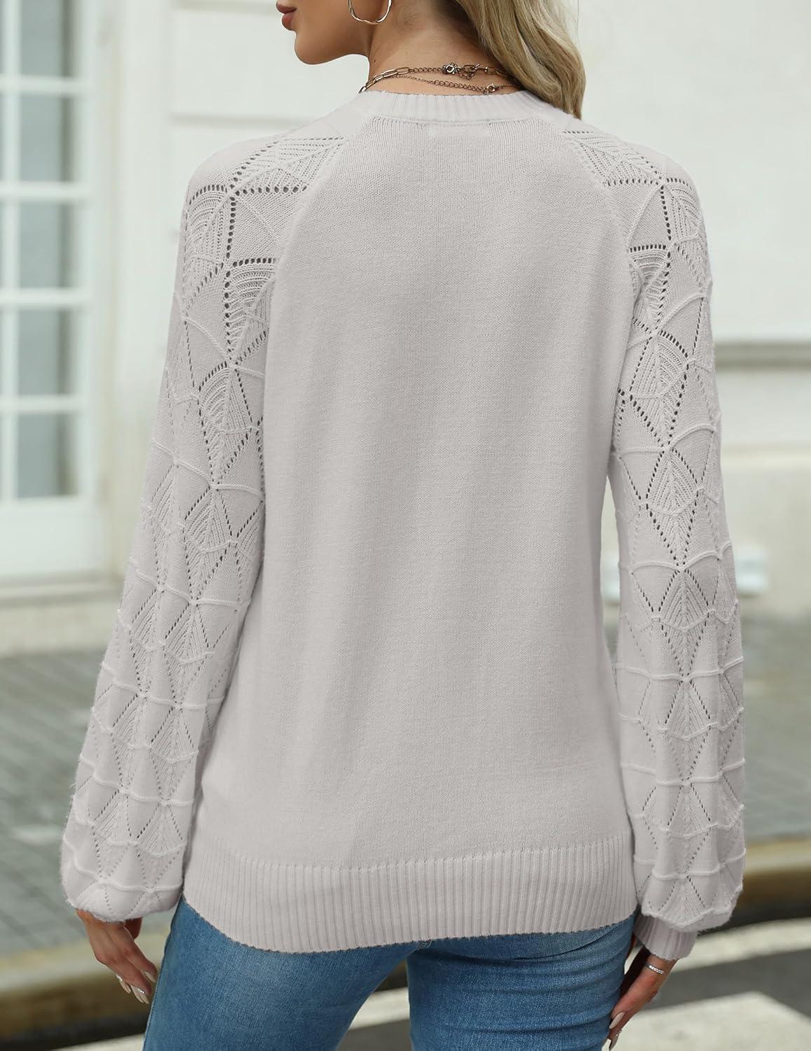 imageZeagoo Womens Sweaters 2025 Long Sleeve Crew Neck Lightweight Pullover Knitted Cute Fall Fashion TopsLight Grey