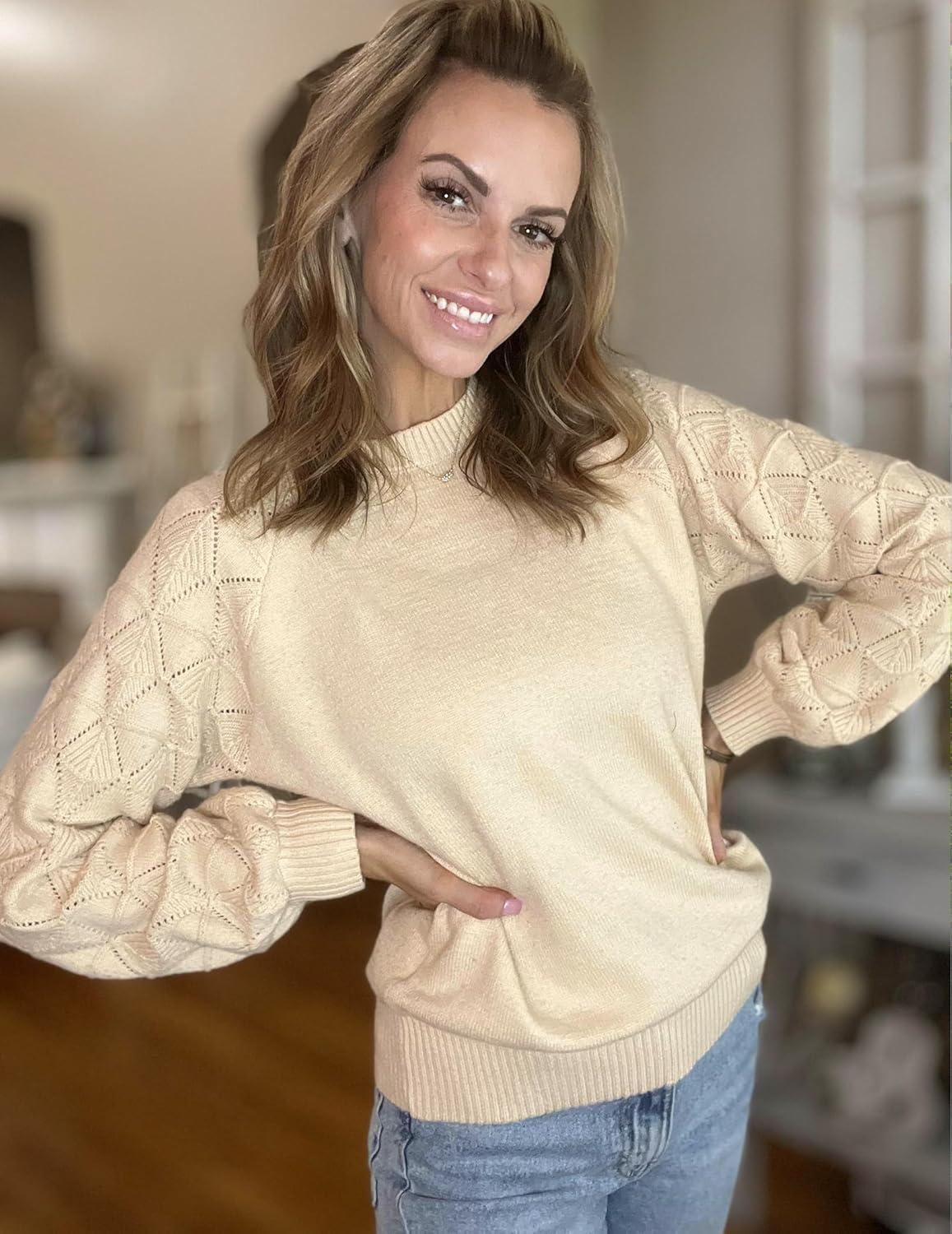imageZeagoo Womens Sweaters 2025 Long Sleeve Crew Neck Lightweight Pullover Knitted Cute Fall Fashion TopsLight Khaki