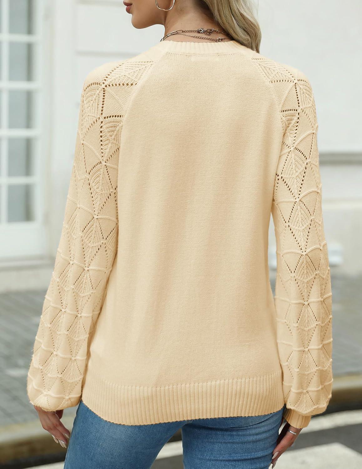 imageZeagoo Womens Sweaters 2025 Long Sleeve Crew Neck Lightweight Pullover Knitted Cute Fall Fashion TopsLight Khaki