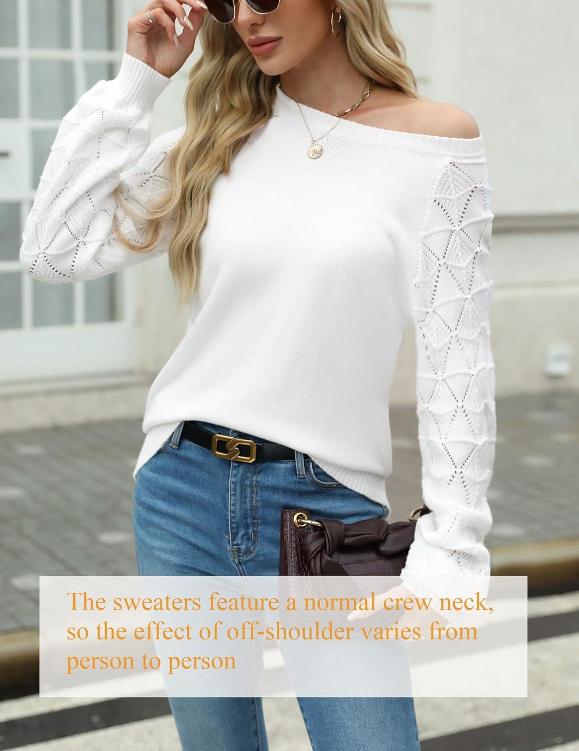 imageZeagoo Womens Sweaters 2025 Long Sleeve Crew Neck Lightweight Pullover Knitted Cute Fall Fashion TopsWhite