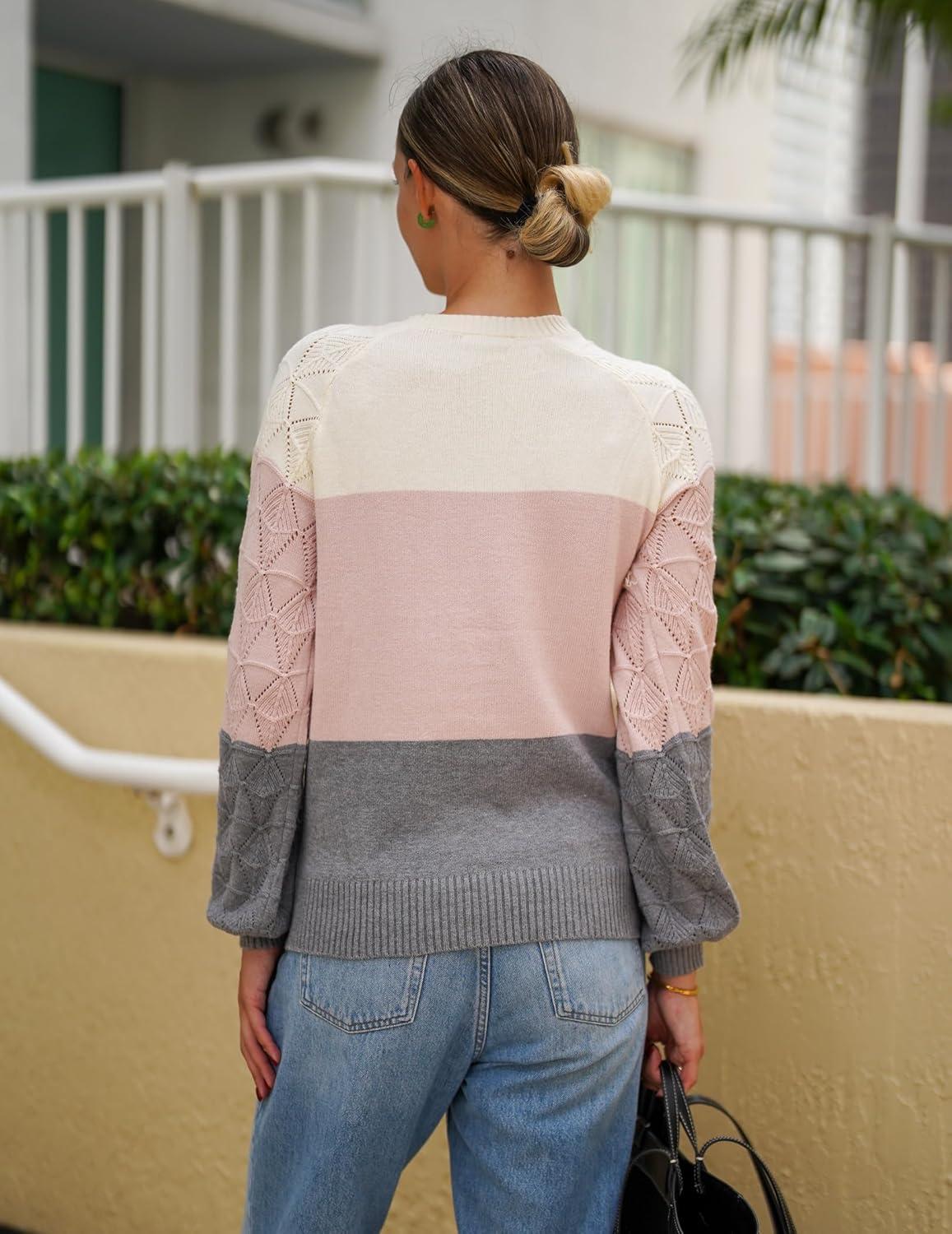 imageZeagoo Womens Sweaters 2025 Long Sleeve Crew Neck Lightweight Pullover Knitted Cute Fall Fashion TopsZ1 Pink