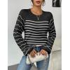 imageZeagoo Womens Sweaters 2025 Long Sleeve Crew Neck Lightweight Pullover Knitted Cute Fall Fashion TopsStripe Black