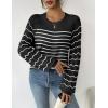 imageZeagoo Womens Sweaters 2025 Long Sleeve Crew Neck Lightweight Pullover Knitted Cute Fall Fashion TopsStripe Black