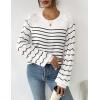 imageZeagoo Womens Sweaters 2025 Long Sleeve Crew Neck Lightweight Pullover Knitted Cute Fall Fashion TopsStripe White
