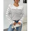 imageZeagoo Womens Sweaters 2025 Long Sleeve Crew Neck Lightweight Pullover Knitted Cute Fall Fashion TopsStripe White
