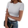 imageZeagoo Women Crewneck Slim Fitted Short Sleeve T Shirts Cute Stretchy Bodycon Basic Tee TopsShort Sleeve Light Grey