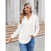 imageZeagoo Hoodies for Women Long Sleeve Drawstring V Neck Pullover Sweatshirts Shirts Loose Casual Fall Tops01white