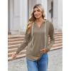 imageZeagoo Hoodies for Women Long Sleeve Drawstring V Neck Pullover Sweatshirts Shirts Loose Casual Fall TopsApricot