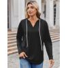 imageZeagoo Hoodies for Women Long Sleeve Drawstring V Neck Pullover Sweatshirts Shirts Loose Casual Fall TopsBlack