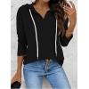 imageZeagoo Hoodies for Women Long Sleeve Drawstring V Neck Pullover Sweatshirts Shirts Loose Casual Fall TopsBlack