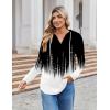 imageZeagoo Hoodies for Women Long Sleeve Drawstring V Neck Pullover Sweatshirts Shirts Loose Casual Fall TopsBlackwhite