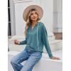 imageZeagoo Hoodies for Women Long Sleeve Drawstring V Neck Pullover Sweatshirts Shirts Loose Casual Fall TopsBlue Green