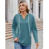 imageZeagoo Hoodies for Women Long Sleeve Drawstring V Neck Pullover Sweatshirts Shirts Loose Casual Fall TopsBlue Green