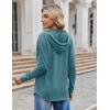 imageZeagoo Hoodies for Women Long Sleeve Drawstring V Neck Pullover Sweatshirts Shirts Loose Casual Fall TopsBlue Green