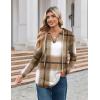 imageZeagoo Hoodies for Women Long Sleeve Drawstring V Neck Pullover Sweatshirts Shirts Loose Casual Fall TopsBrown Plaid