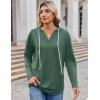 imageZeagoo Hoodies for Women Long Sleeve Drawstring V Neck Pullover Sweatshirts Shirts Loose Casual Fall TopsGreen
