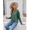 imageZeagoo Hoodies for Women Long Sleeve Drawstring V Neck Pullover Sweatshirts Shirts Loose Casual Fall TopsGreen