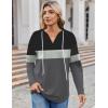 imageZeagoo Hoodies for Women Long Sleeve Drawstring V Neck Pullover Sweatshirts Shirts Loose Casual Fall TopsGrey Black
