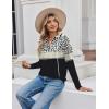 imageZeagoo Hoodies for Women Long Sleeve Drawstring V Neck Pullover Sweatshirts Shirts Loose Casual Fall TopsLeopard Black