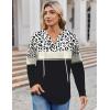 imageZeagoo Hoodies for Women Long Sleeve Drawstring V Neck Pullover Sweatshirts Shirts Loose Casual Fall TopsLeopard Black