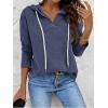 imageZeagoo Hoodies for Women Long Sleeve Drawstring V Neck Pullover Sweatshirts Shirts Loose Casual Fall TopsNavy Blue