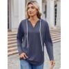 imageZeagoo Hoodies for Women Long Sleeve Drawstring V Neck Pullover Sweatshirts Shirts Loose Casual Fall TopsNavy Blue