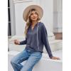 imageZeagoo Hoodies for Women Long Sleeve Drawstring V Neck Pullover Sweatshirts Shirts Loose Casual Fall TopsNavy Blue
