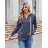 imageZeagoo Hoodies for Women Long Sleeve Drawstring V Neck Pullover Sweatshirts Shirts Loose Casual Fall TopsNavy Blue