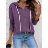 imageZeagoo Hoodies for Women Long Sleeve Drawstring V Neck Pullover Sweatshirts Shirts Loose Casual Fall TopsPurple