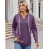 imageZeagoo Hoodies for Women Long Sleeve Drawstring V Neck Pullover Sweatshirts Shirts Loose Casual Fall TopsPurple