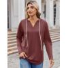 imageZeagoo Hoodies for Women Long Sleeve Drawstring V Neck Pullover Sweatshirts Shirts Loose Casual Fall TopsWine Red