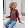 imageZeagoo Hoodies for Women Long Sleeve Drawstring V Neck Pullover Sweatshirts Shirts Loose Casual Fall TopsWine Red