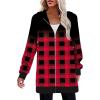 imageZeagoo Womens Zip Up Hoodies Long Sleeve Fall Tunic Hooded Sweatshirt Oversized Fleece Jacket With Pockets Fall Coats 2025Plaidprint