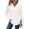 imageZeagoo Hoodies for Women Long Sleeve Drawstring V Neck Pullover Sweatshirts Shirts Loose Casual Fall Tops01white