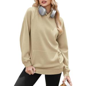 imageZeagoo Womens Fleece Hoodies Soft Midweight Casual Hooded Sweatshirts Y2K Fall Winter Pullover Tops Kangaroo PocketLight Brown
