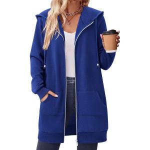 imageZeagoo Womens Zip Up Hoodies Long Sleeve Fall Tunic Hooded Sweatshirt Oversized Fleece Jacket With Pockets Fall Coats 2025Violet
