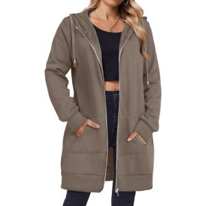 imageZeagoo Zip Up Hoodies For Women Long Sleeve Oversized Sweatshirts Casual Lightweight Fleece Jackets With Pockets02coffeegrey