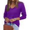 imageZeagoo Womens 2025 Fall V Neck Sweater Trendy Long Sleeve Casual Lightweight Ribbed Knit Pullover TopsDark Purple