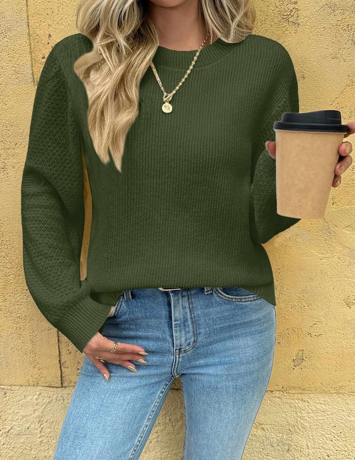 imageZeagoo Womens Fall Tops 2025 Fashion V Neck Long Sleeve Pullover Sweater SXXLDark Green