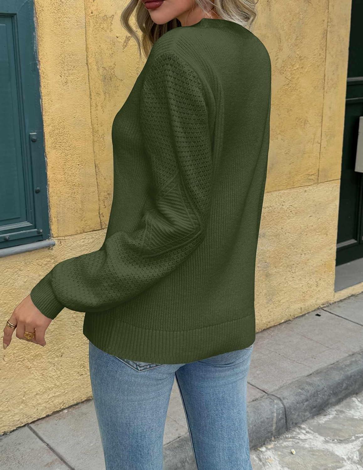 imageZeagoo Womens Fall Tops 2025 Fashion V Neck Long Sleeve Pullover Sweater SXXLDark Green