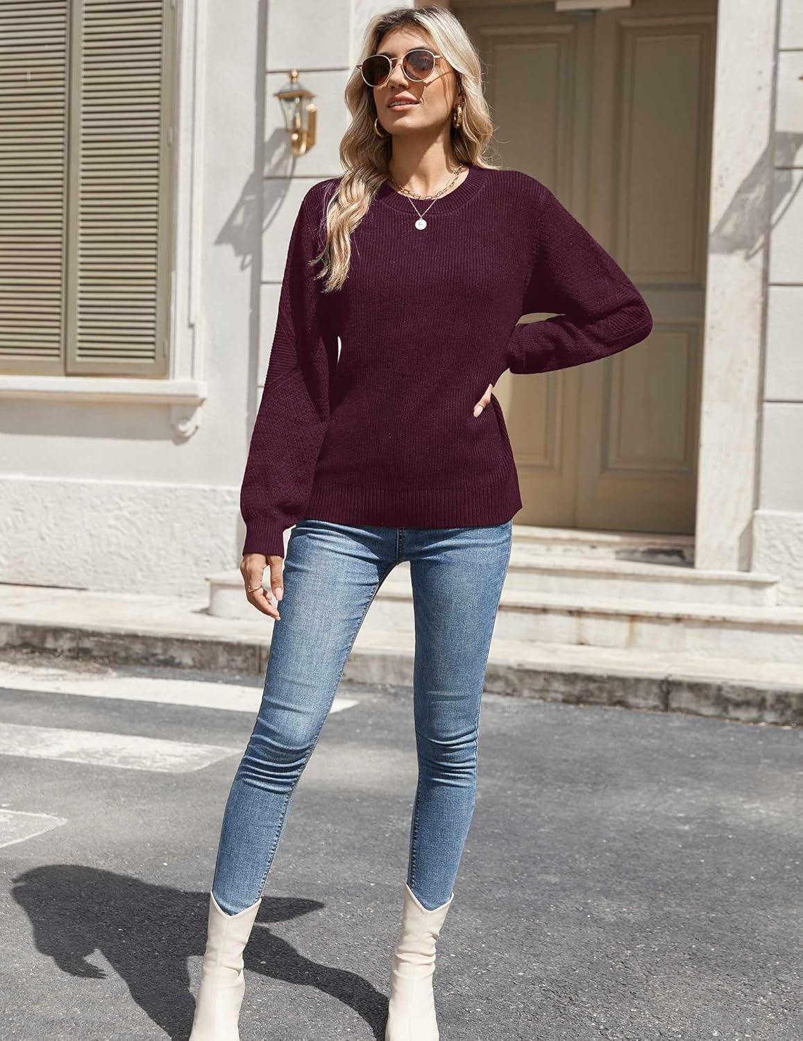 imageZeagoo Womens Fall Tops 2025 Fashion V Neck Long Sleeve Pullover Sweater SXXLDark Red