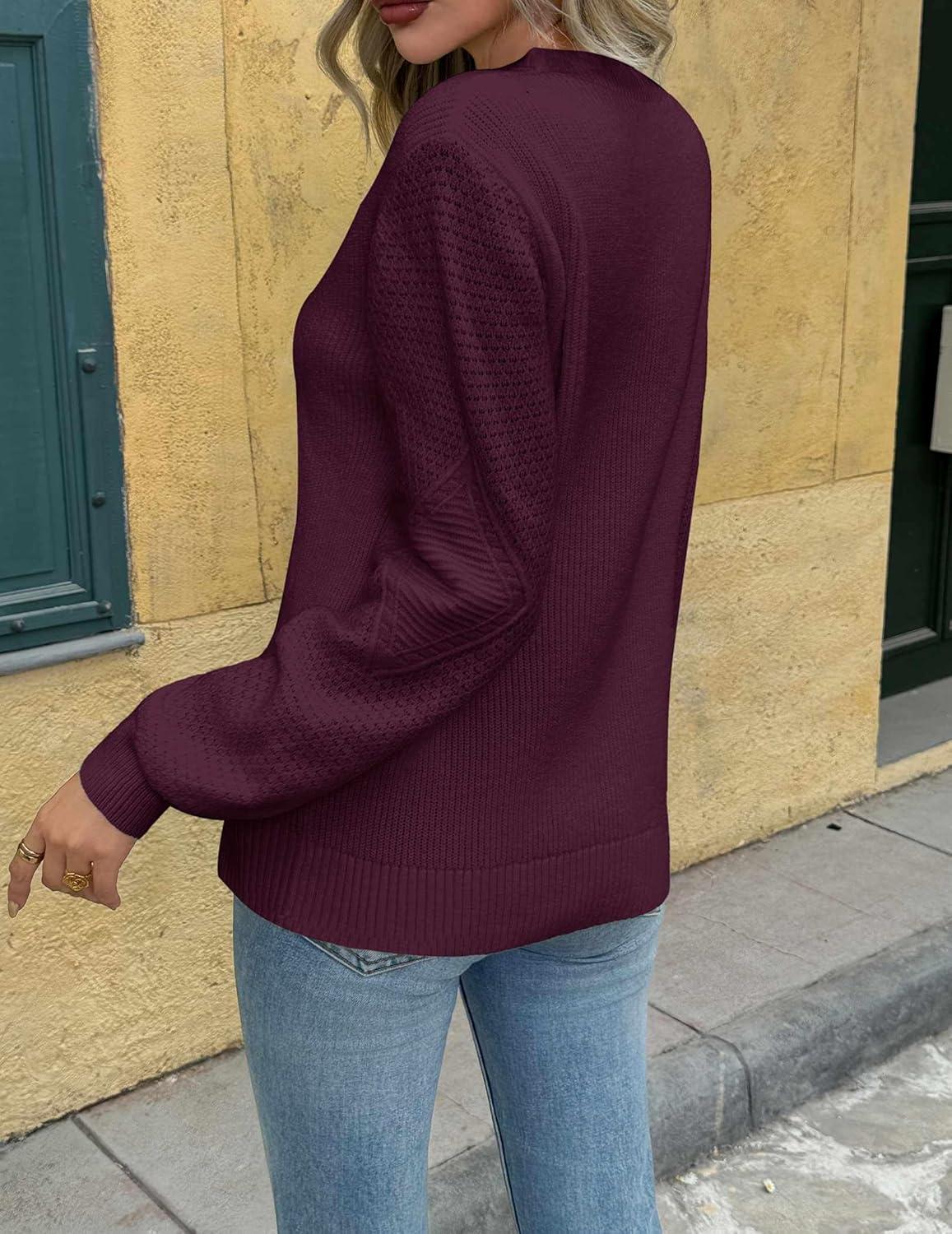 imageZeagoo Womens Fall Tops 2025 Fashion V Neck Long Sleeve Pullover Sweater SXXLDark Red