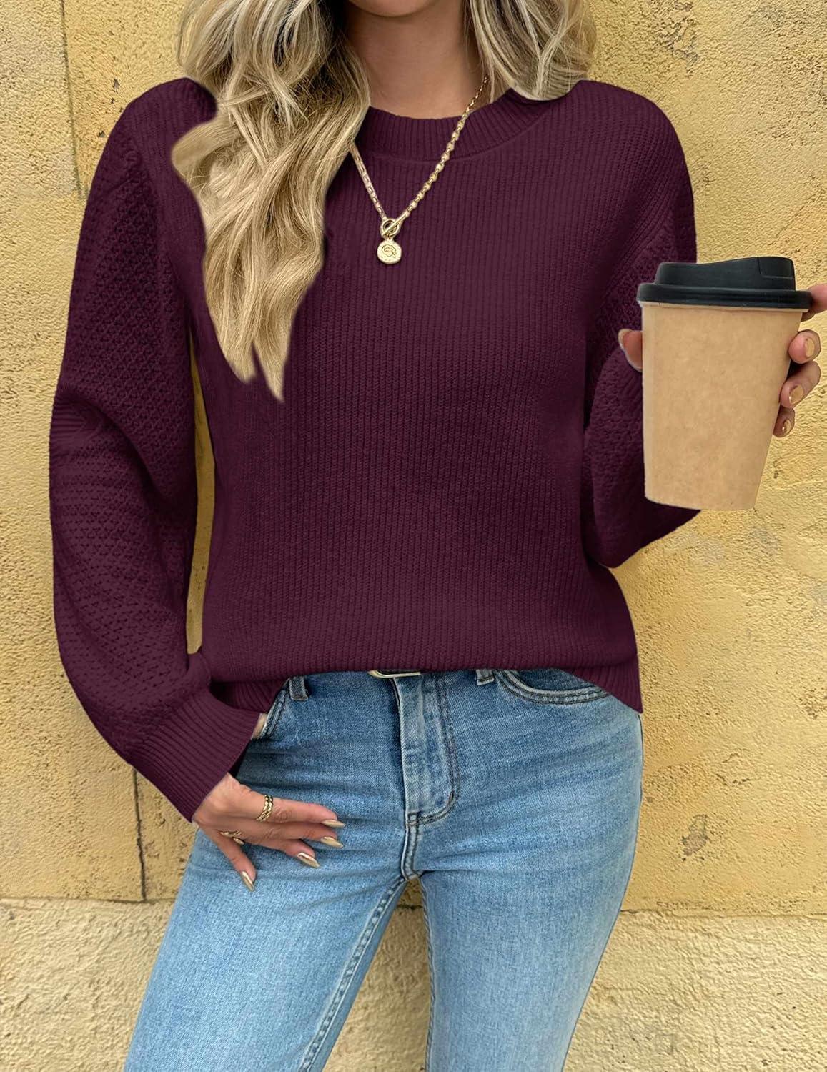 imageZeagoo Womens Fall Tops 2025 Fashion V Neck Long Sleeve Pullover Sweater SXXLDark Red