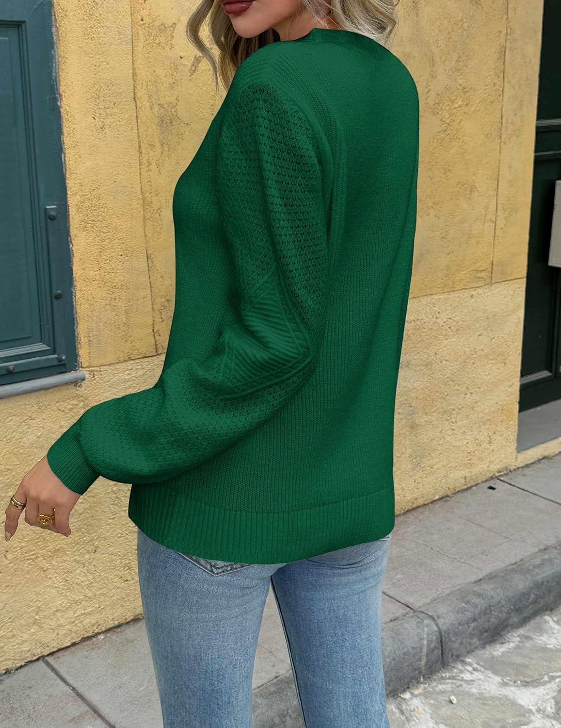 imageZeagoo Womens Fall Tops 2025 Fashion V Neck Long Sleeve Pullover Sweater SXXLLake Green