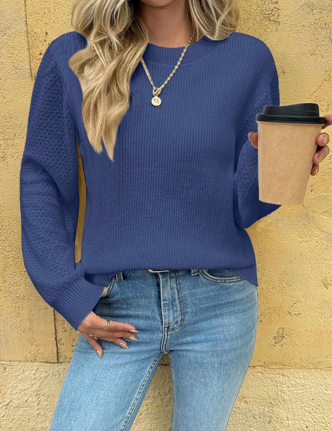 imageZeagoo Womens Fall Tops 2025 Fashion V Neck Long Sleeve Pullover Sweater SXXLNavy Blue