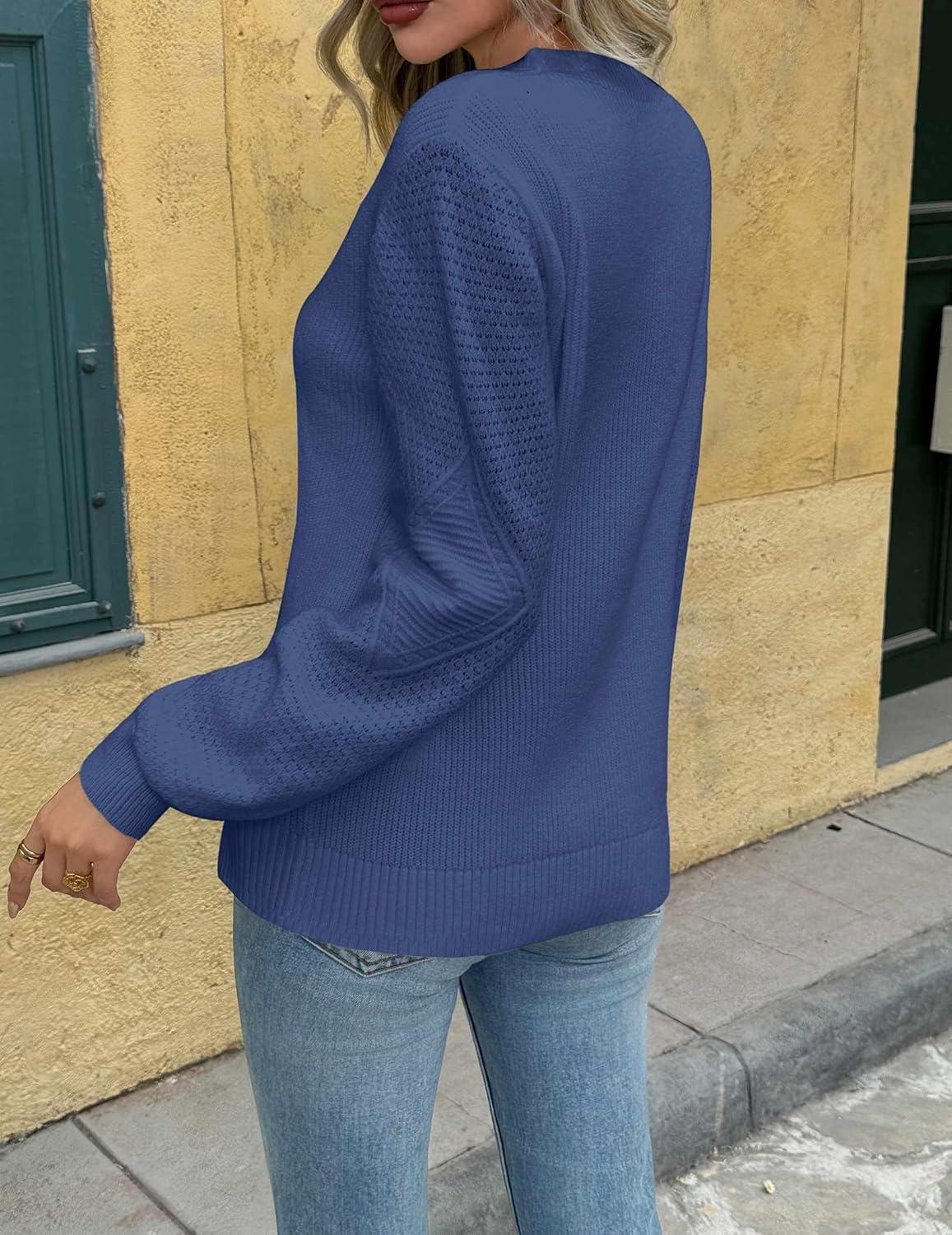 imageZeagoo Womens Fall Tops 2025 Fashion V Neck Long Sleeve Pullover Sweater SXXLNavy Blue