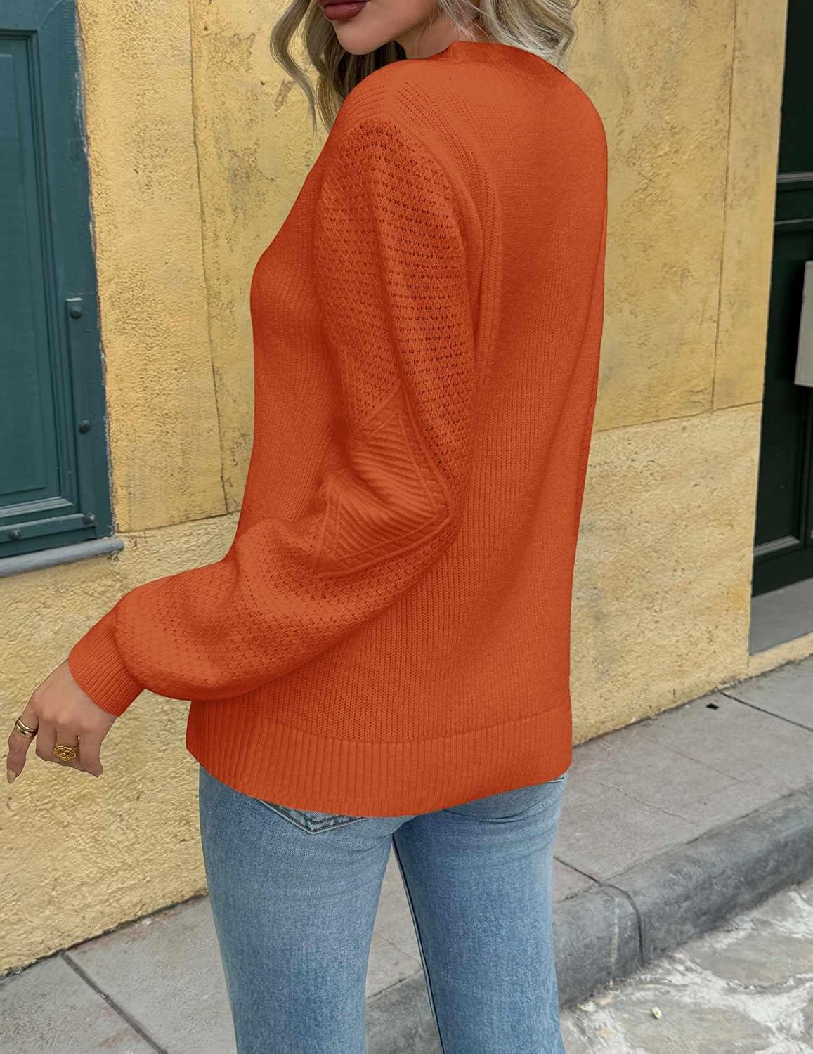 imageZeagoo Womens Fall Tops 2025 Fashion V Neck Long Sleeve Pullover Sweater SXXLOrange
